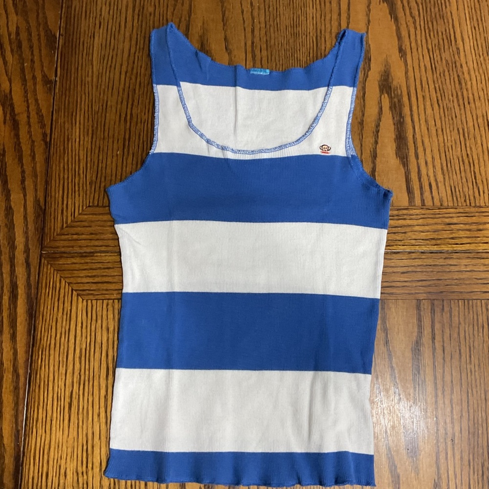 Blue & white striped tank top S